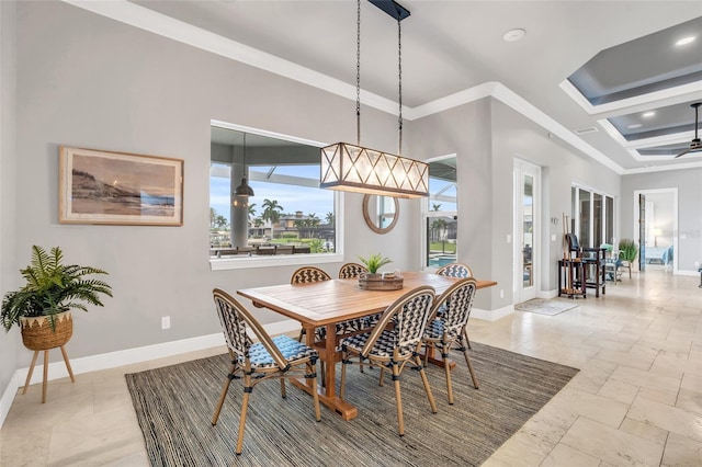 dining area featuring ornamental molding