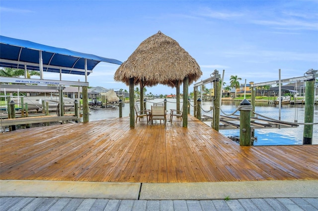 view of dock featuring a water view