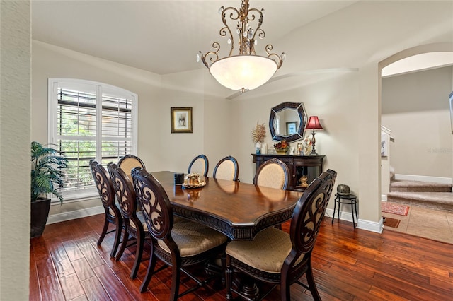 dining room with dark wood-type flooring