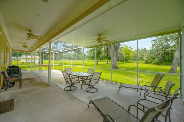 view of unfurnished sunroom