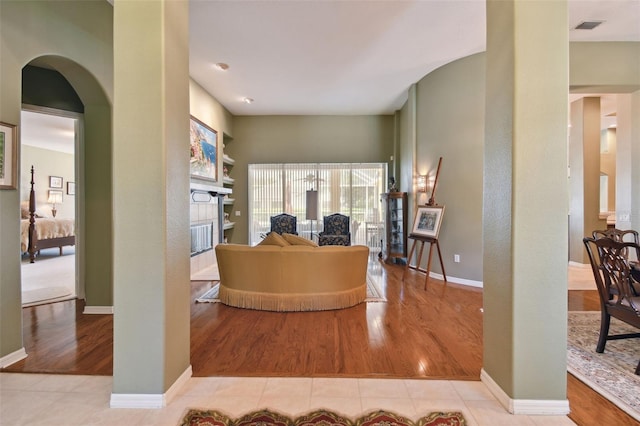 interior space featuring light tile patterned floors