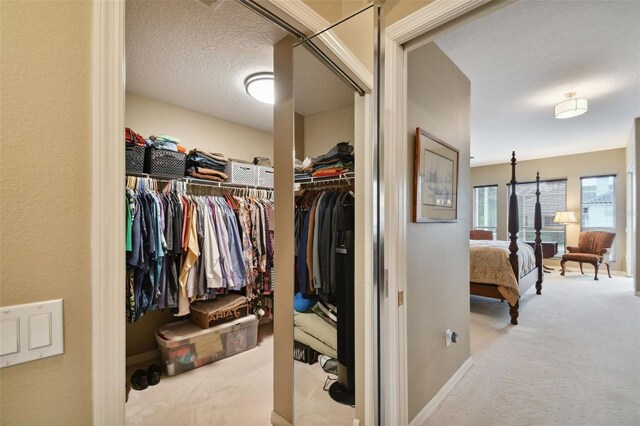 spacious closet with light colored carpet