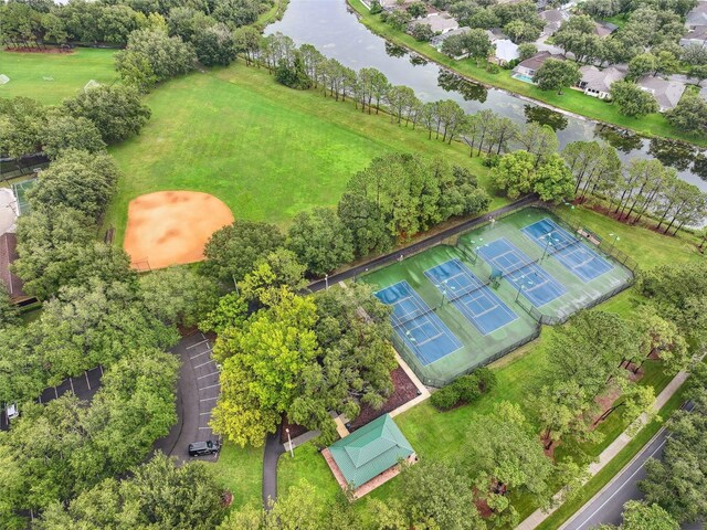 bird's eye view featuring a water view