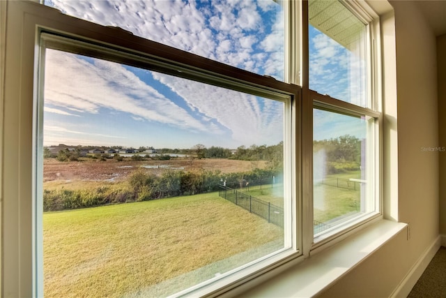 doorway to outside featuring a rural view