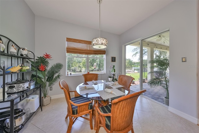 tiled dining area featuring a wealth of natural light