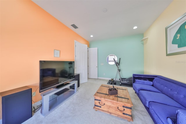 living room with vaulted ceiling