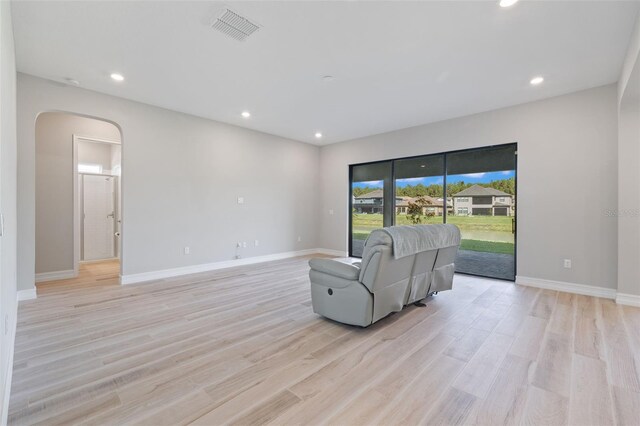 living room with light wood-type flooring