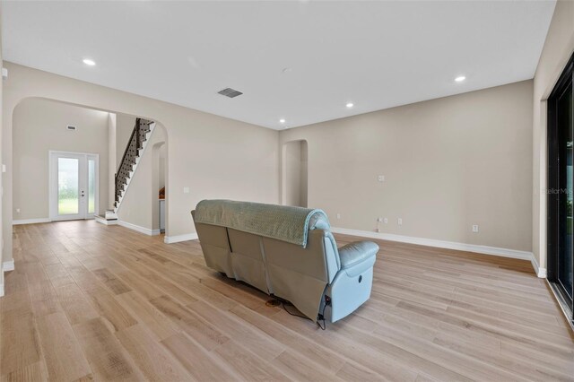 living room with light wood-type flooring