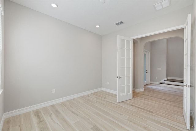 empty room featuring light wood-type flooring