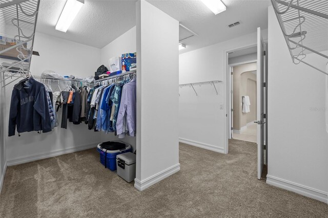 walk in closet with carpet floors