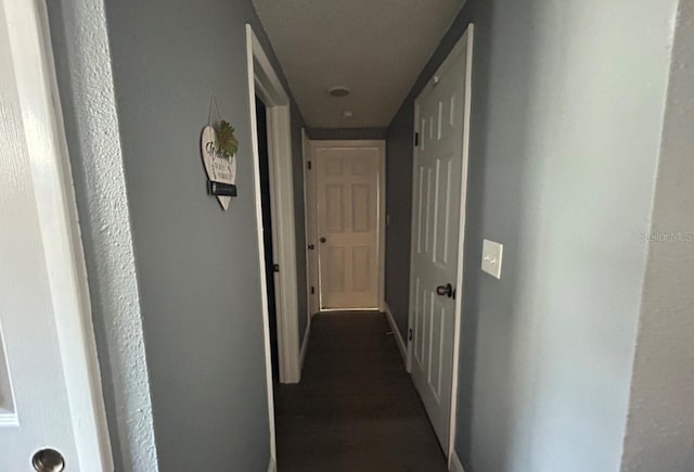 hallway featuring dark hardwood / wood-style flooring