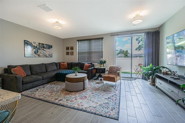 living room with a healthy amount of sunlight and light hardwood / wood-style floors