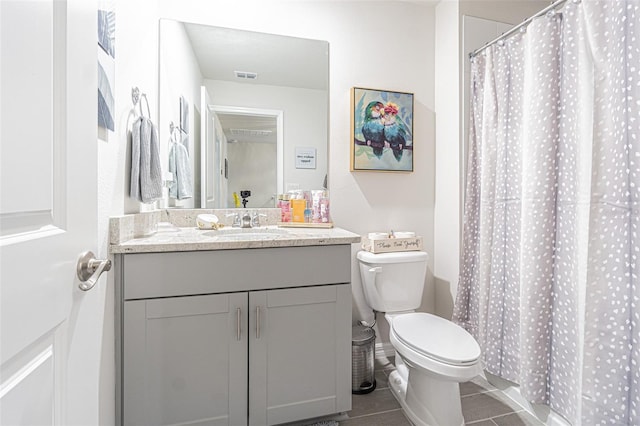 bathroom featuring tile patterned floors, toilet, and vanity