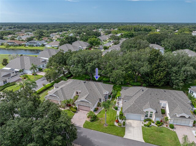 bird's eye view featuring a water view