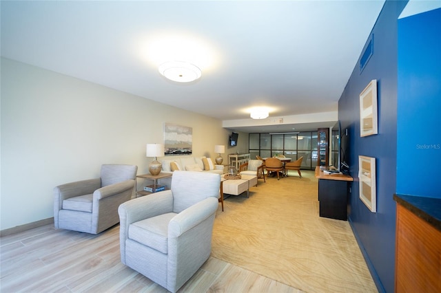 living room featuring light hardwood / wood-style floors