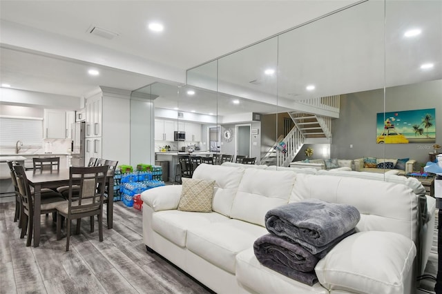 living room featuring light hardwood / wood-style flooring