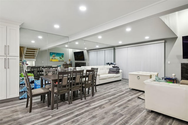 dining space featuring light hardwood / wood-style flooring