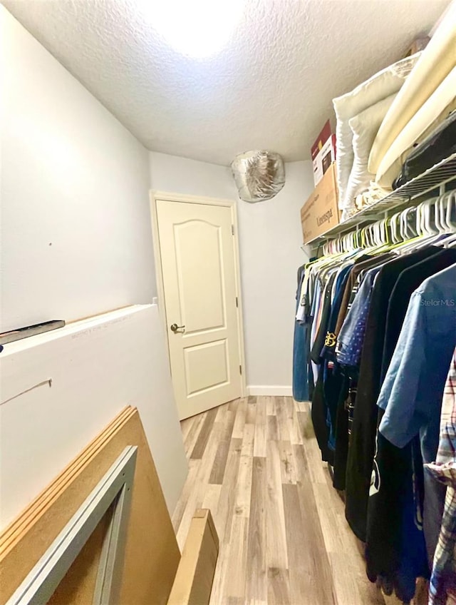 spacious closet featuring light hardwood / wood-style floors