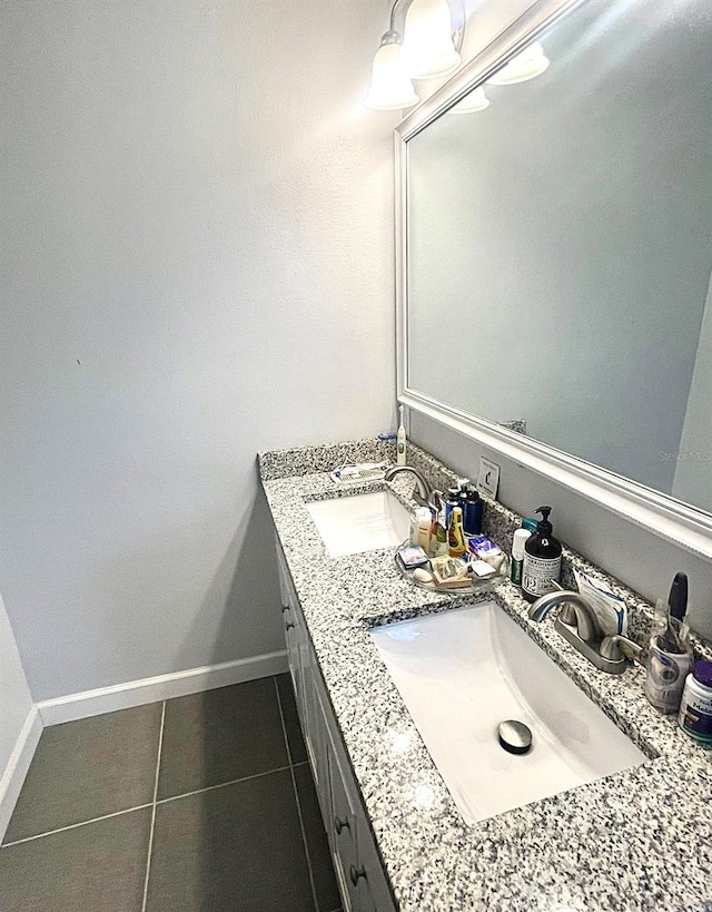 bathroom featuring tile patterned flooring and vanity