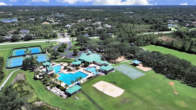 bird's eye view featuring a water view