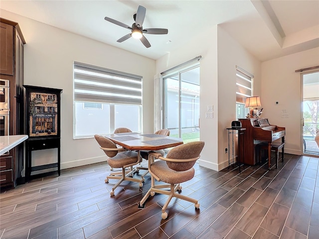 dining area featuring ceiling fan