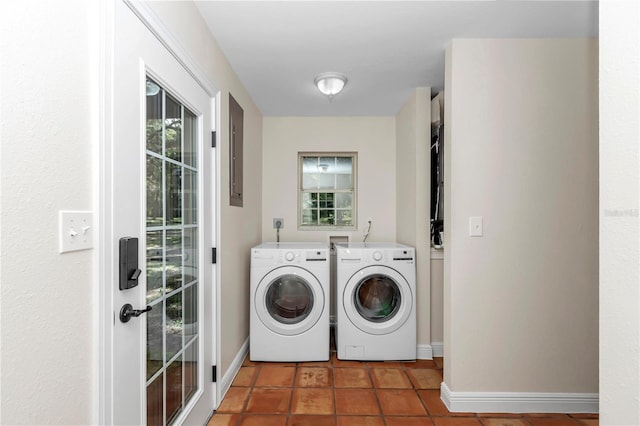 washroom featuring separate washer and dryer and tile patterned floors