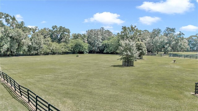 view of yard with a rural view