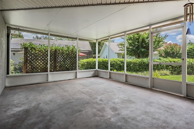 view of unfurnished sunroom