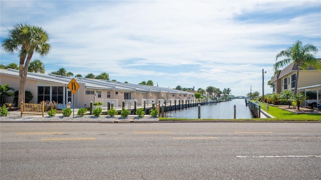 exterior space with a dock