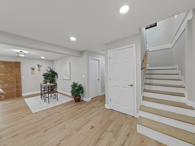 interior space with light hardwood / wood-style flooring