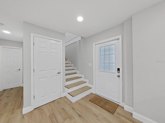 foyer featuring light hardwood / wood-style flooring