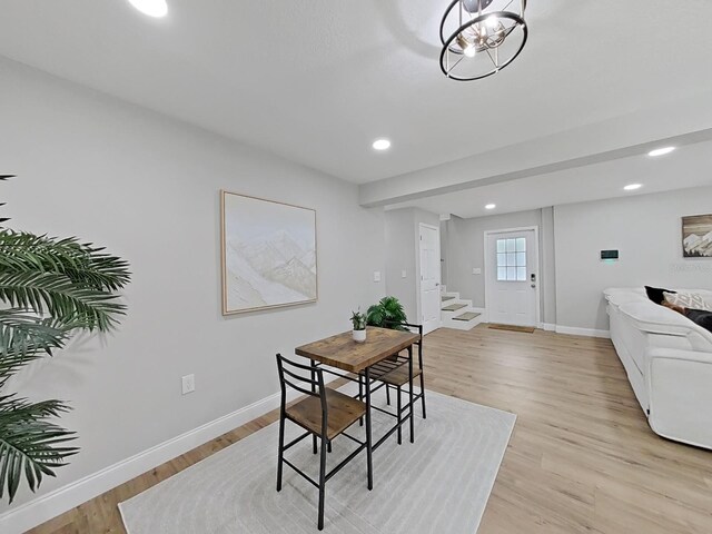 dining room featuring light hardwood / wood-style flooring