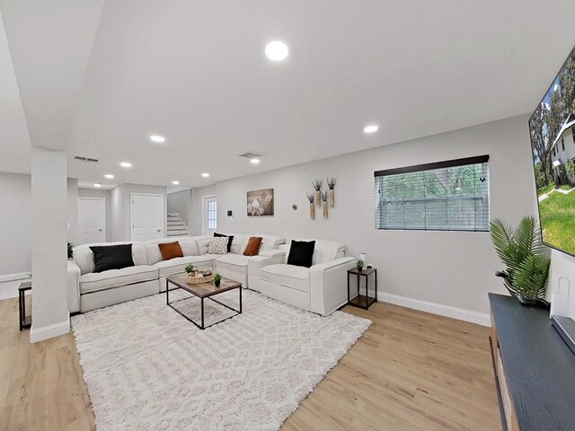 living room featuring light hardwood / wood-style floors