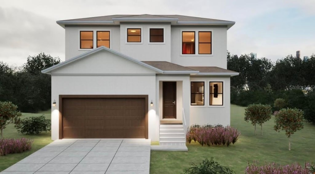 view of front facade featuring a front yard