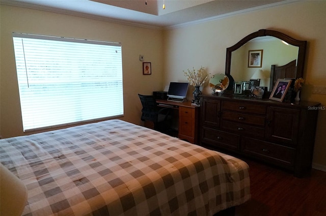 bedroom featuring crown molding and hardwood / wood-style floors