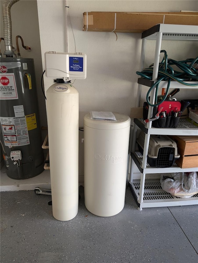 utility room with water heater