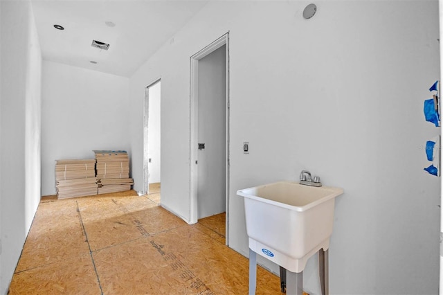 hallway with sink