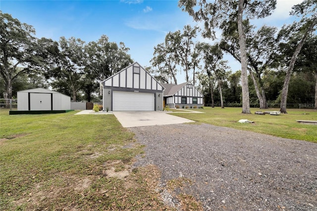 exterior space featuring an outbuilding and a garage