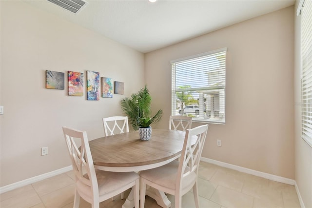 view of tiled dining room