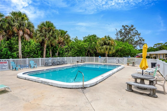 view of pool featuring a patio area