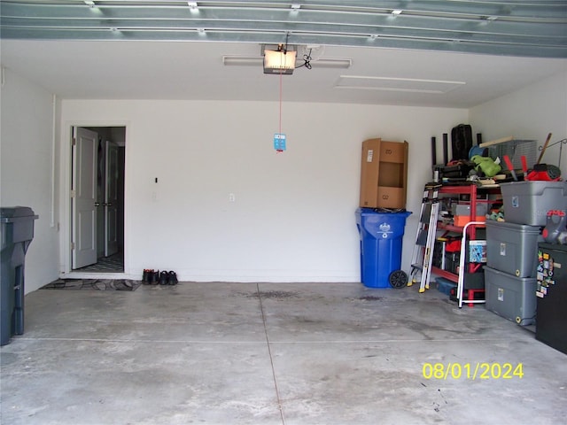 garage with a garage door opener