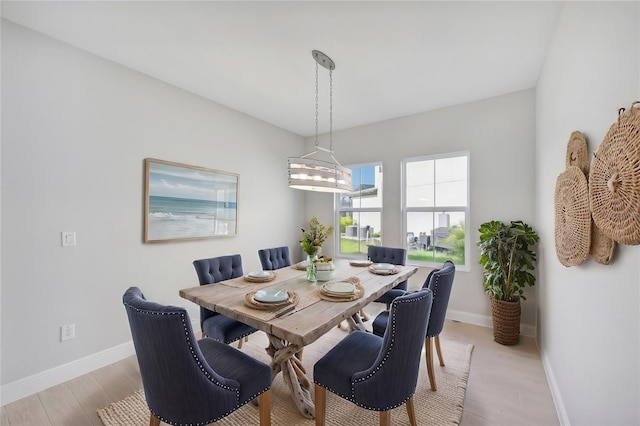 dining room with light wood-type flooring