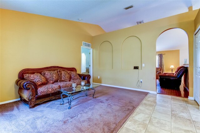 view of tiled living room