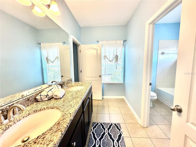 bathroom featuring tile patterned floors, vanity, and toilet