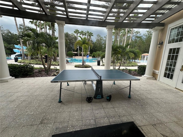 view of patio / terrace featuring a pergola