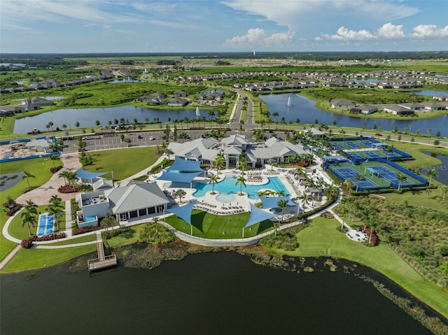 bird's eye view featuring a water view