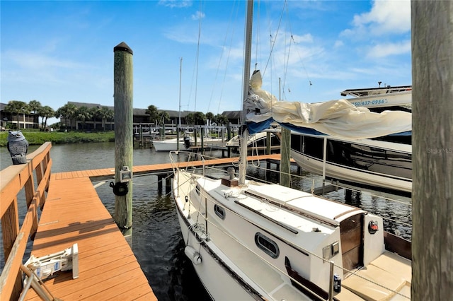 dock area featuring a water view