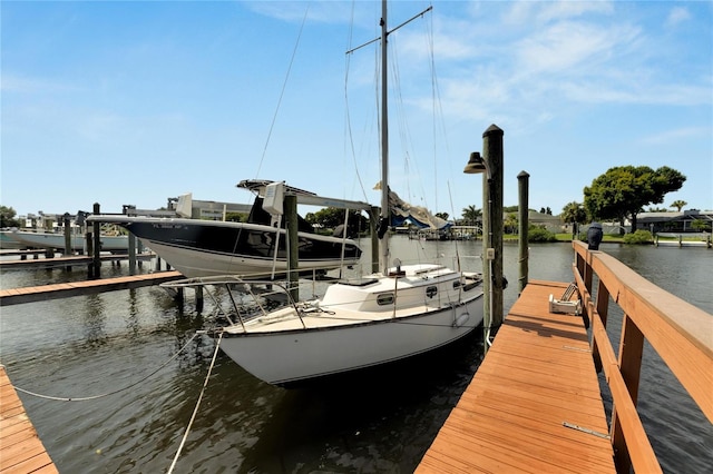 view of dock featuring a water view