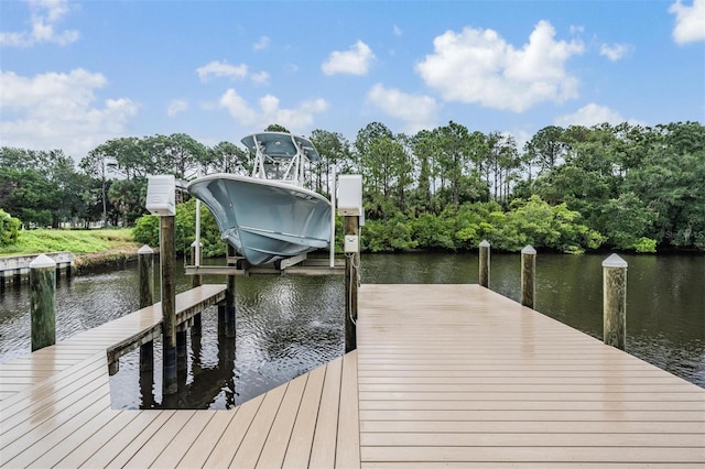 view of dock featuring a water view