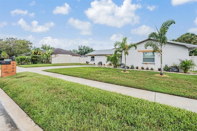 ranch-style house featuring a front yard